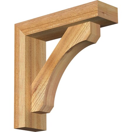 Ekena Millwork Legacy Block Rough Sawn Bracket w/ Offset Brace, Western Red Cedar, 4"W x 14"D x 14"H BKT0402X14X14LEC05RWR